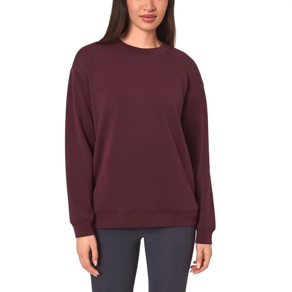 Mondetta Womens Cozy Active Crewneck Sweatshirt Dark Red Pullover Size M